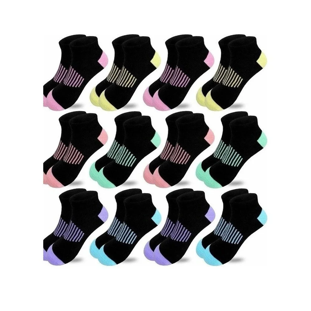 Unbranded Ankle Socks Girls Size 5-7 Multicolor New 12 Pairs Athletic Low Cut